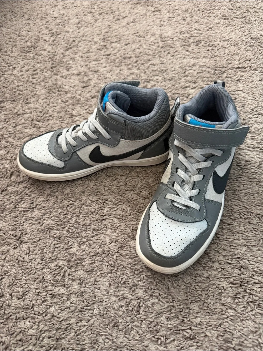 Nike Kids Gray, White & Black High-Top Sneakers